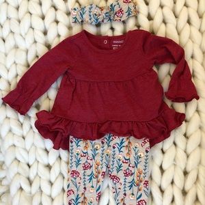 Long Sleeve Shirt and Pants Set Matching Headband